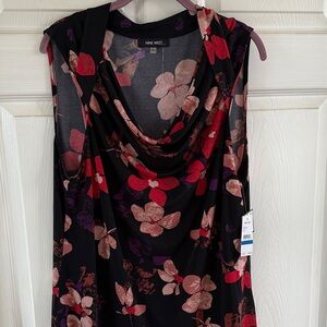 Nine West Black and Red Floral Top